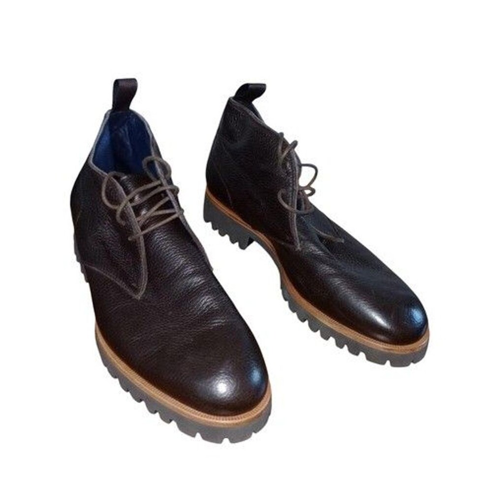 Di Bianco Alba Mens Brown Leather Lace Up Chukkas Boots 8.5 Luxury Italy EUC